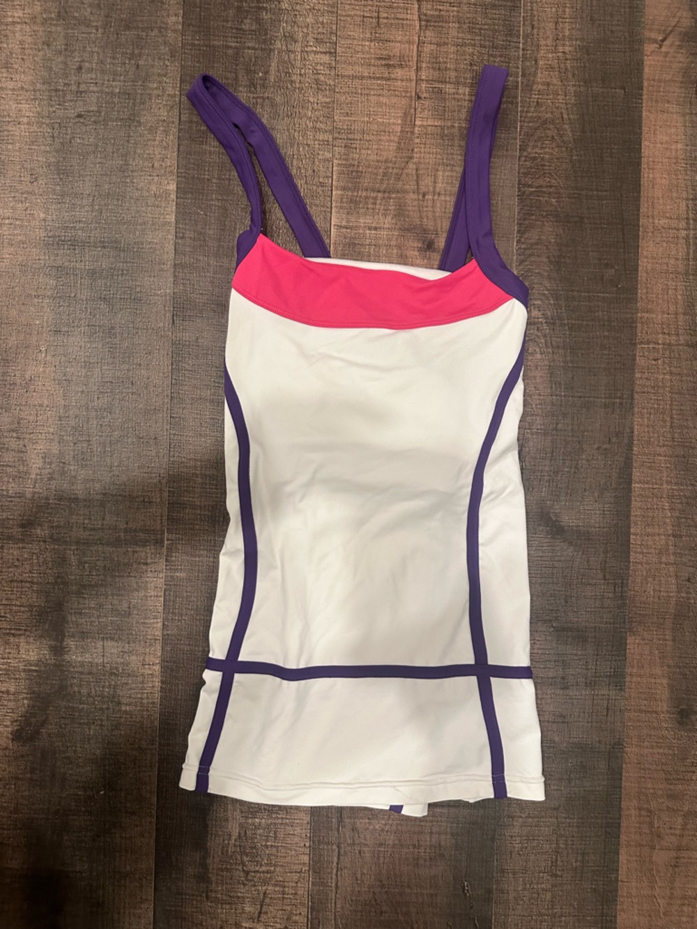 White Tank Top with Pink and Purple Trim - Women's Athletic Tank